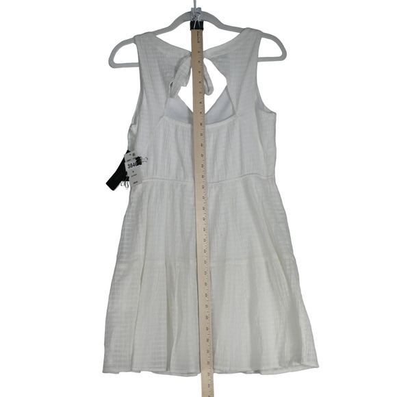 NEW Macy's City Studio Mini Dress Women Medium Ivory Gauzy Lined Tie Cut Out - Picture 9 of 10